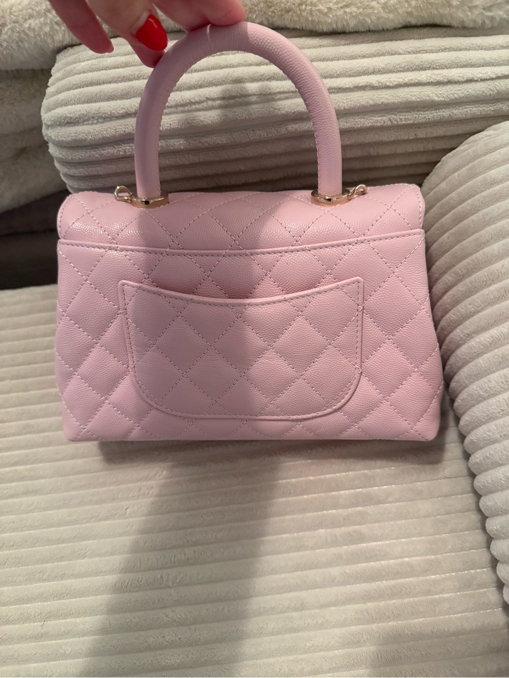 Chanel Quilted Top Handle Bag in Pastel Pink - Picture 3 of 16